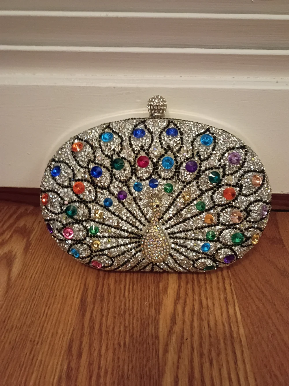 Multicolor Crystal Peacock Clutch - Evening Wristlet